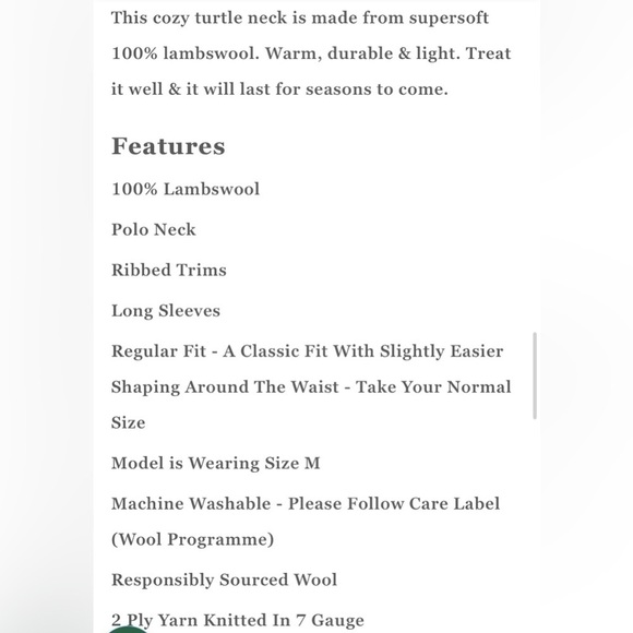 Wool Overs oatmeal 100% lambswool turtleneck sweater size medium - Picture 7 of 7